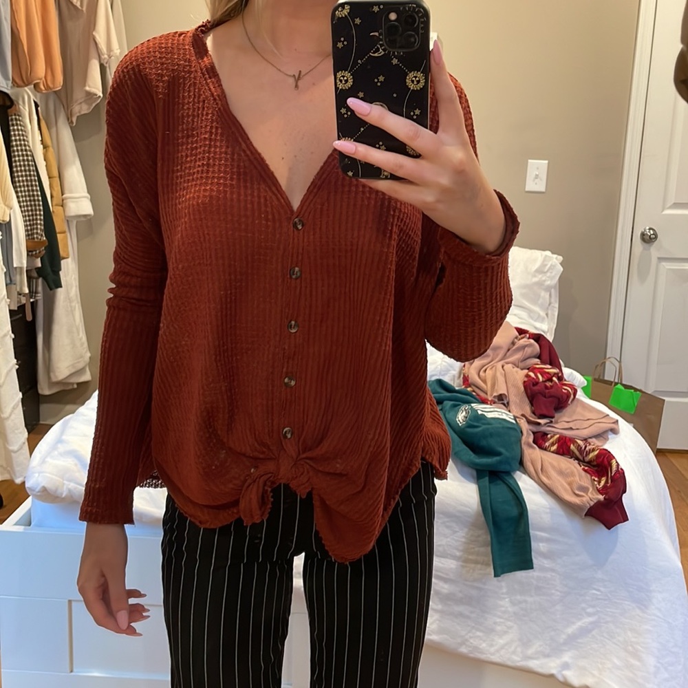 Waffle knit sweater